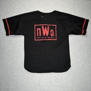 NWO WCW Red Black Button Up Jersey Youth Large 16/18 1997 VTG Rare Wrestling WWE